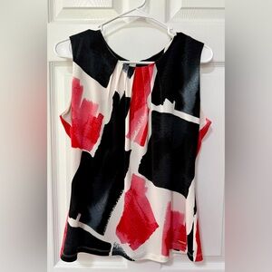 Calvin Klein Red and Black Abstract Blouse